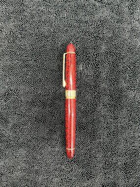 Vintage Escada Ballpoint Pen - Red & Black Marbled Lacquer, Gold Plated Trim
